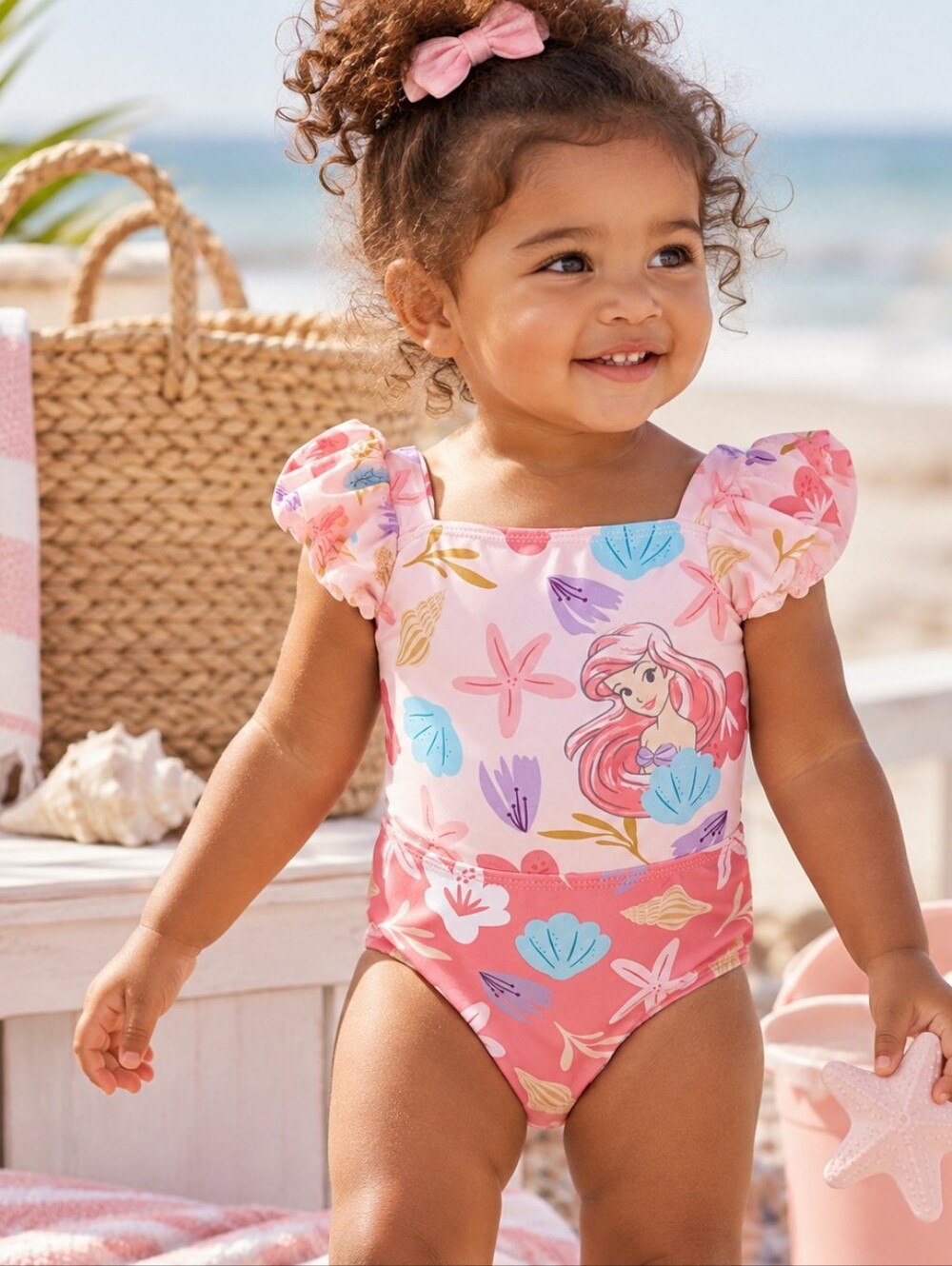 Disney Princess Ariel Little Mermaid Floral One Piece Swimsuit 18M